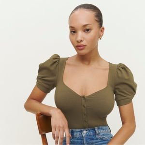 NWT Reformation Wylder Knit top in Olive green